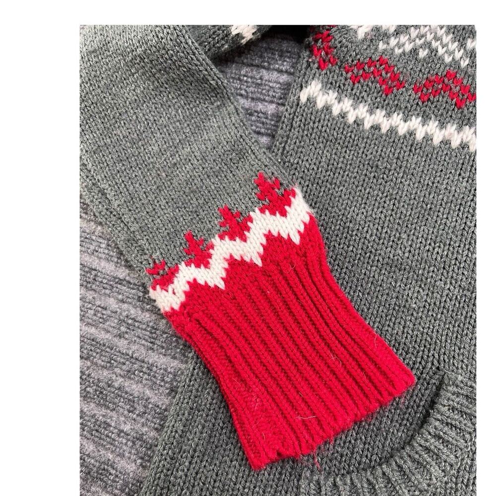 Motherhood Maternity Gray and Red Hooded Fair Isle Knit Sweater - Picture 5 of 12